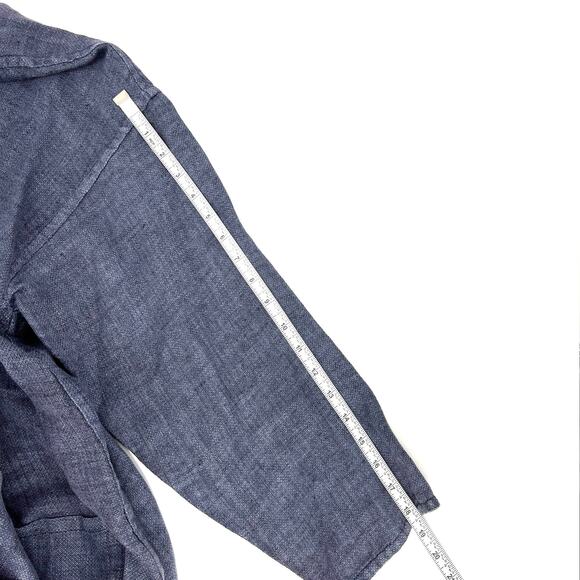 VTG Eileen Fisher Reversible Two Tone Blue Linen Open Front Jacket 2XL **READ** - Picture 5 of 8